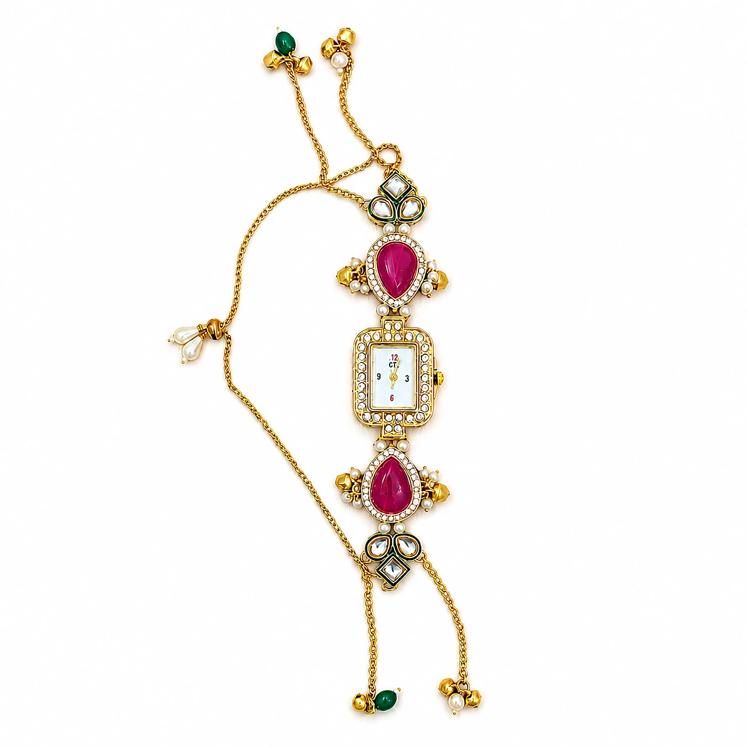 Indian Kashmiri Long Chain Stone Bracelet Watch