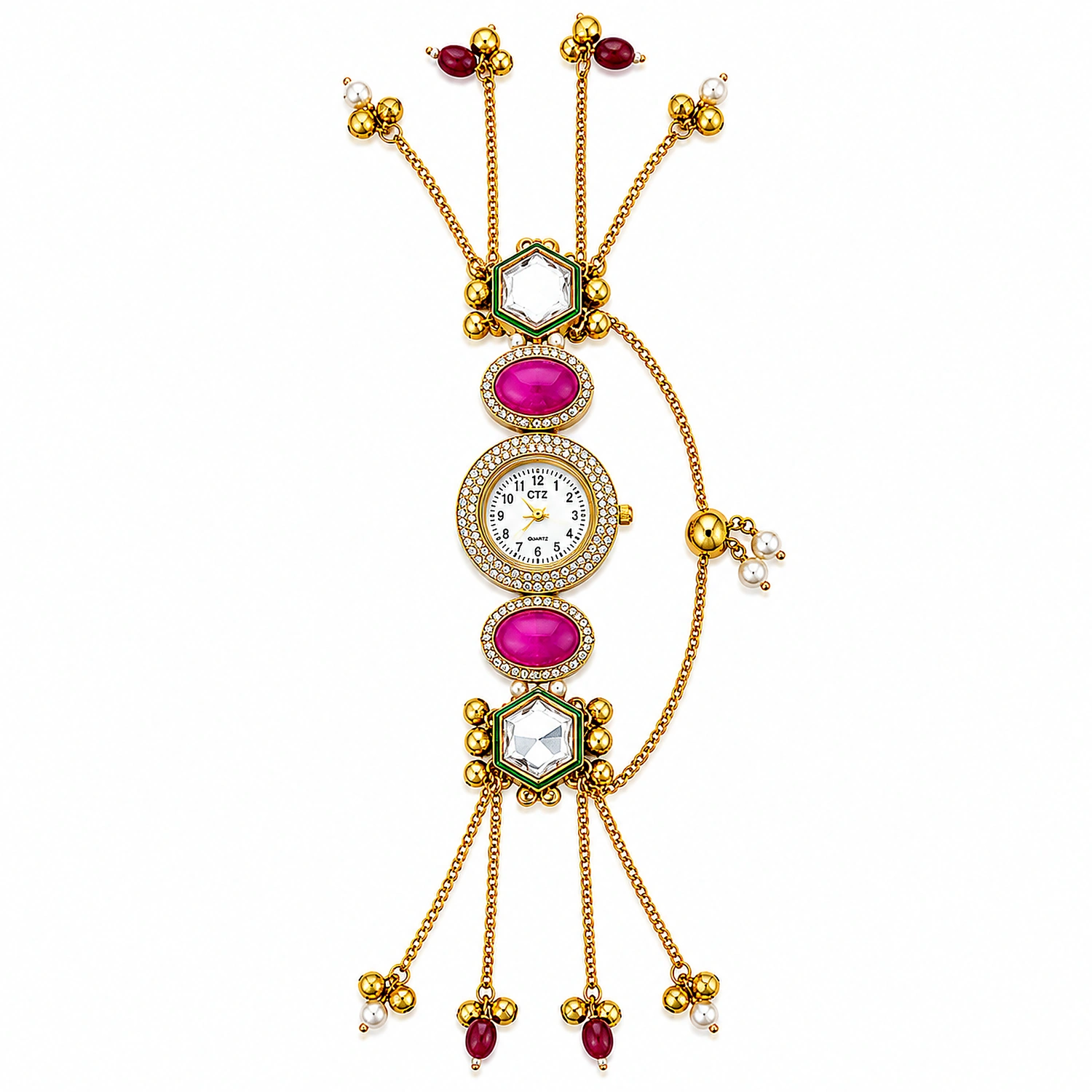 Premium Indian Kashmiri Long Chain Stone Bracelet Watch