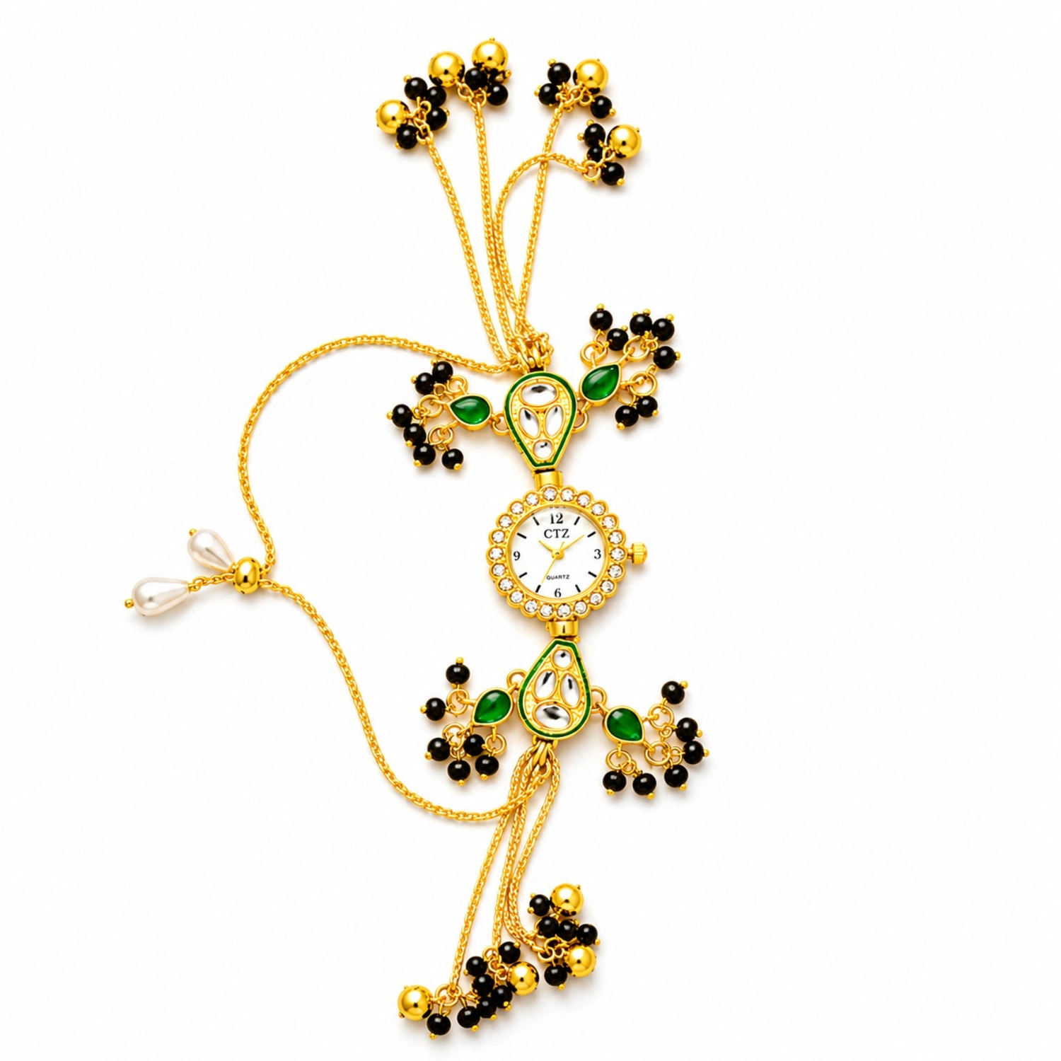 Premium Indian Kashmiri Long Chain Stone Bracelet Watch