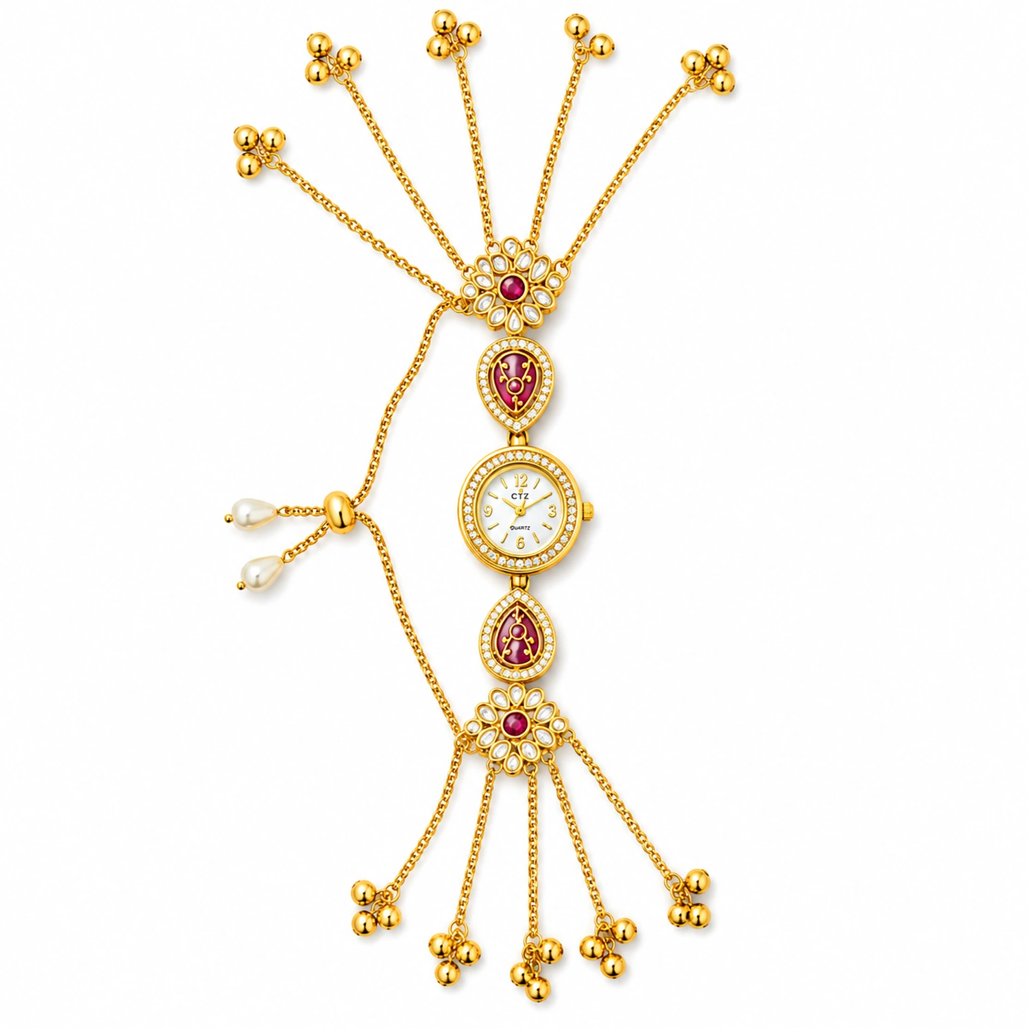 Premium Indian Kashmiri Long Chain Stone Bracelet Watch