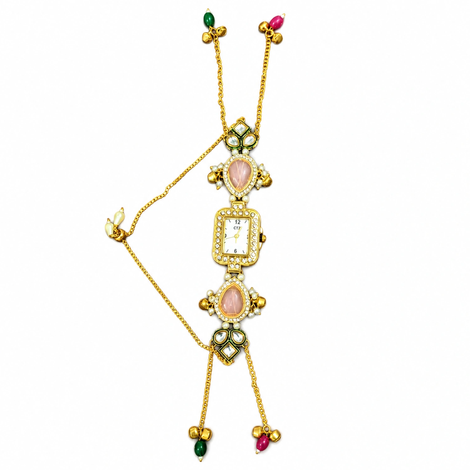 Indian Kashmiri Long Chain Stone Bracelet Watch