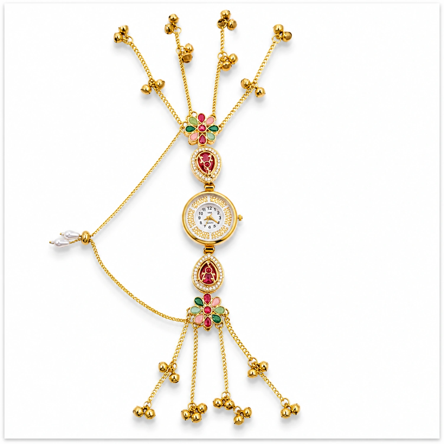 Premium Indian Kashmiri Long Chain Stone Bracelet Watch