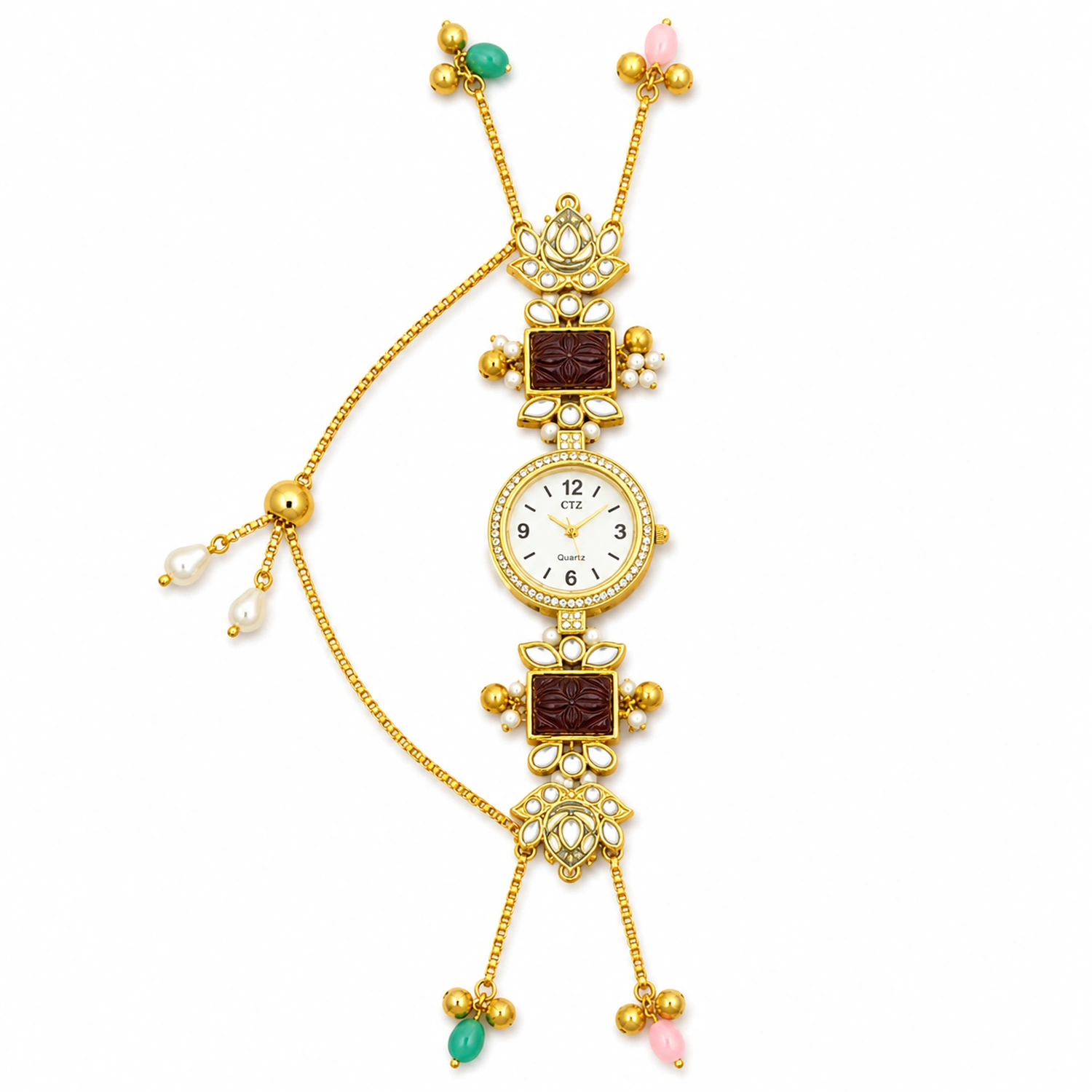 Indian Kashmiri Long Chain Stone Bracelet Watch
