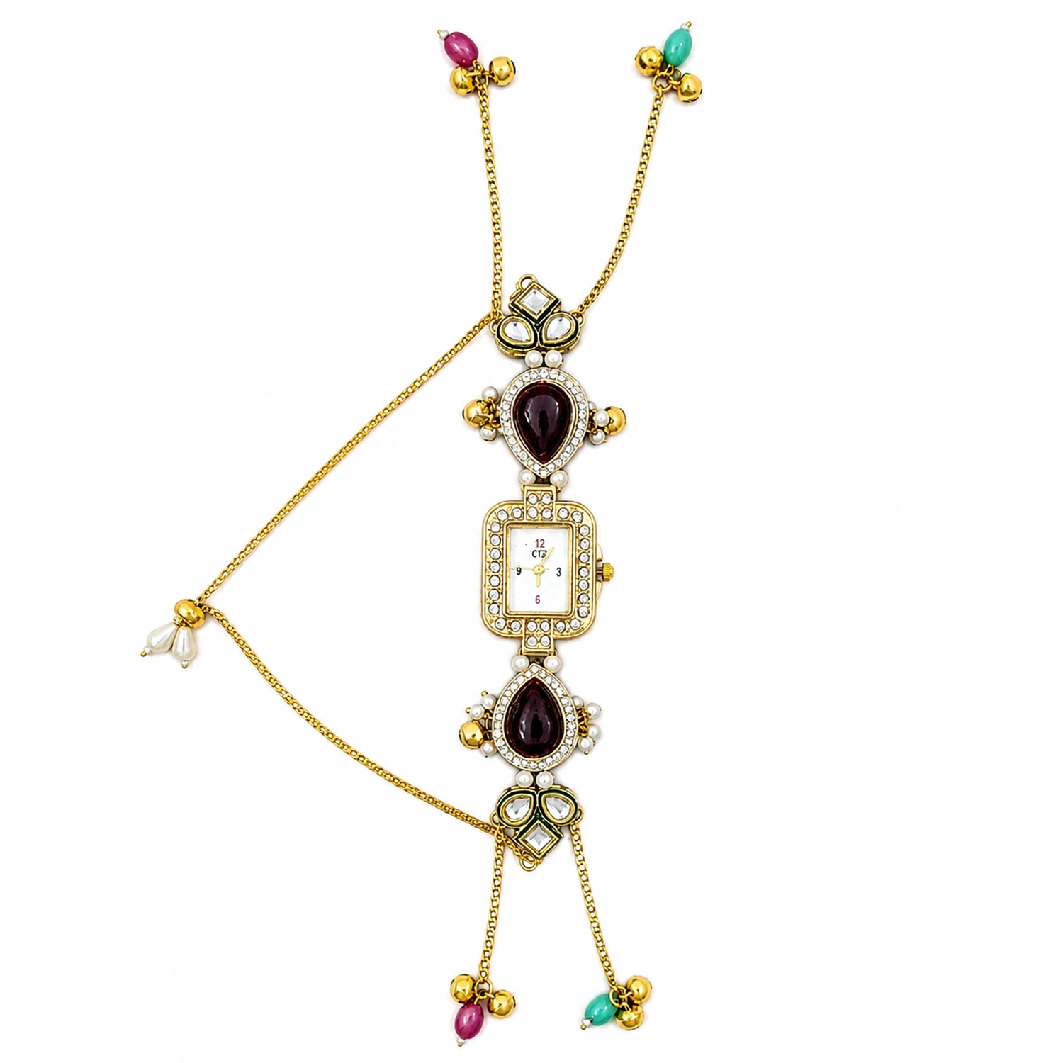 Indian Kashmiri Long Chain Stone Bracelet Watch