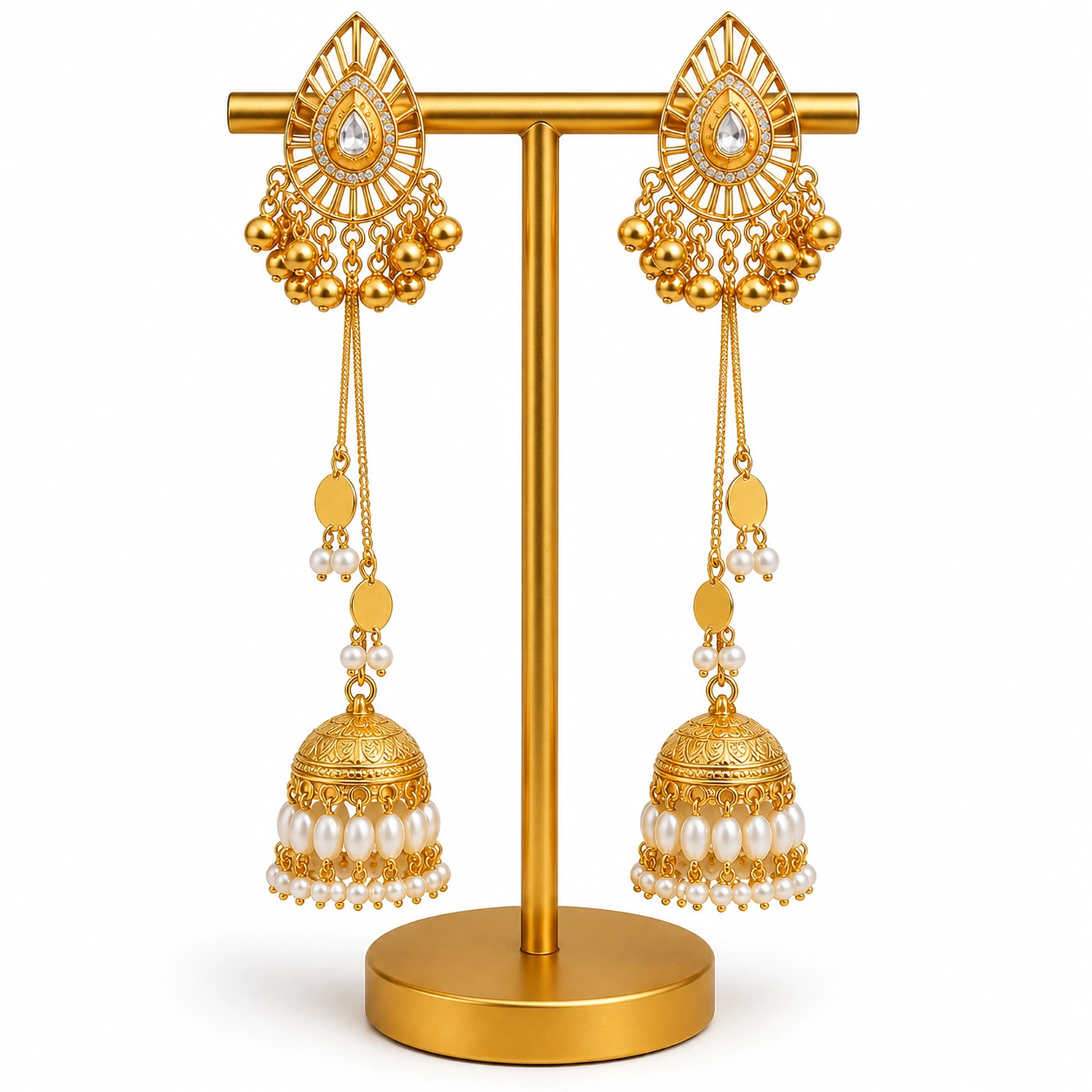 Original Indian Kashmiri Pearl Jhumka Earrings for Women